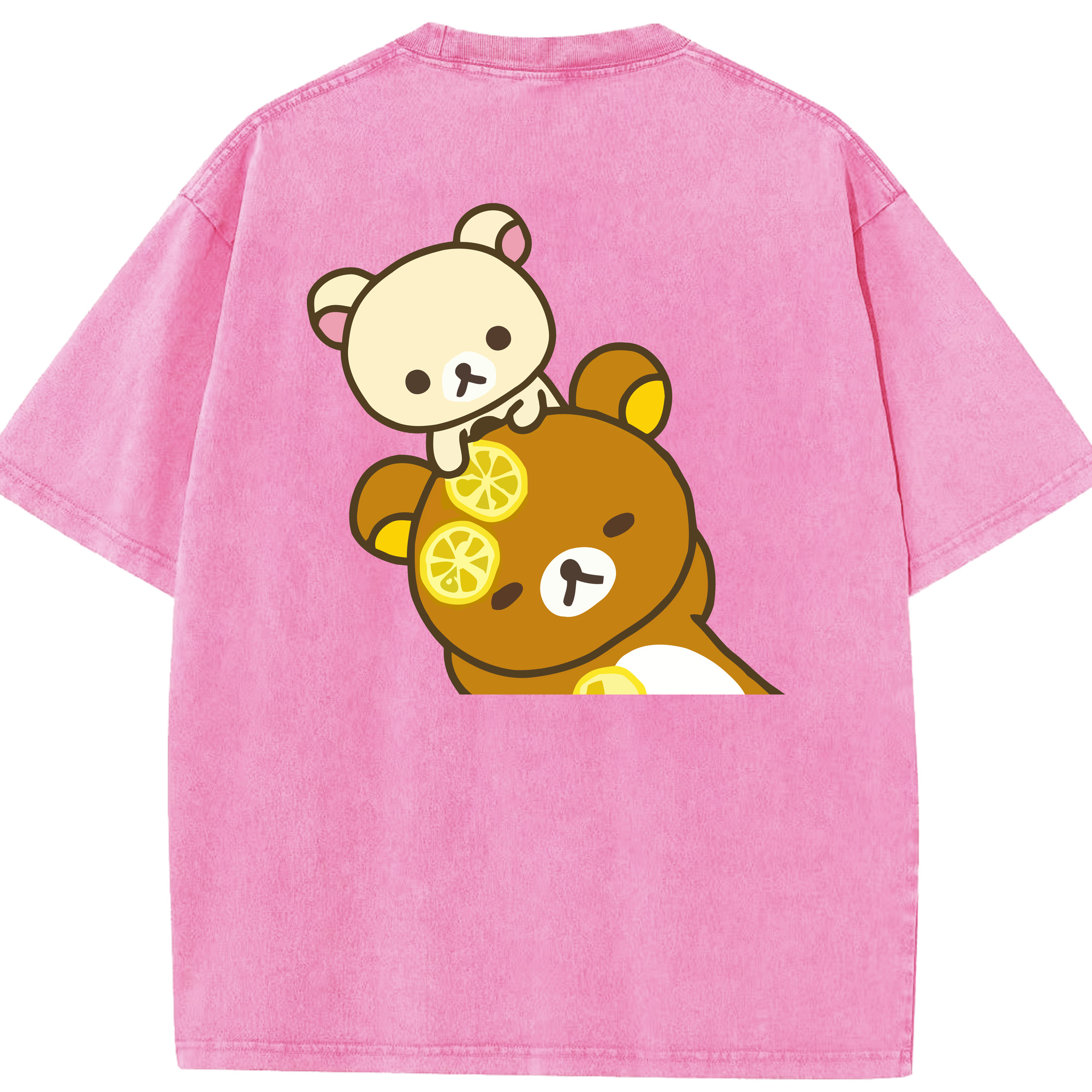 （画像用） リラックマ リラックマ キイロイトリ Rilakkuma Korilakkuma Kiiroitori 綿100% ヴィンテージ風 半袖Tシャツ（背面プリント）